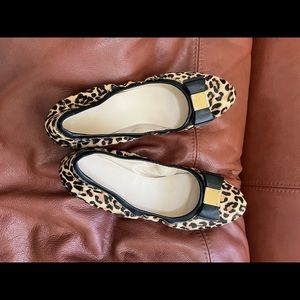 Animal print calf hair ballet flats